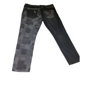 Stacy Adams Mens Avante Guard‎ Black & Gray check Patterned Jeans 40x32 Grunge